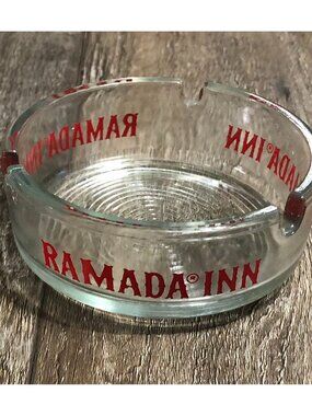 Vintage Ashtray Glass Ramada Inn Hotel Advertising Excellent 3"